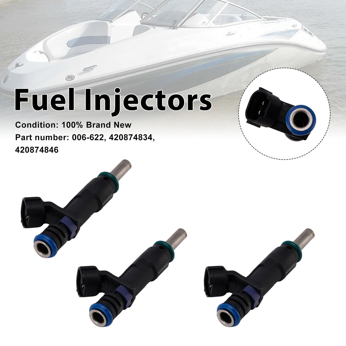 Sea-Doo GTI 155 GTR 215 RXT 260 3PC 420874834 Fuel Injectors 420874846