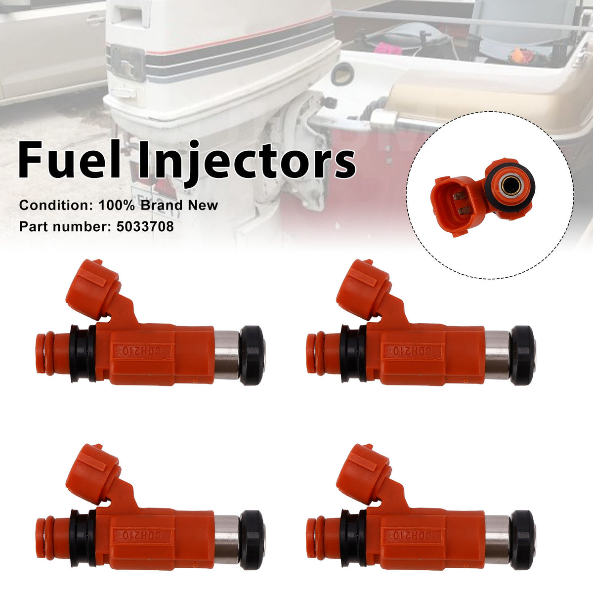 Outboard Moto 90-115-140 HP 2003-2006 4PC Fuel Injectors 5033708