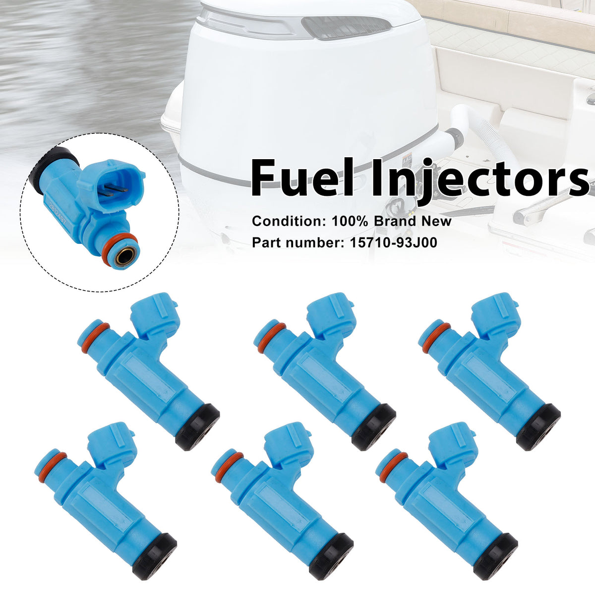 Suzuki Outboard 200HP 225HP 250HP 6PC Fuel Injectors 15710-93J00