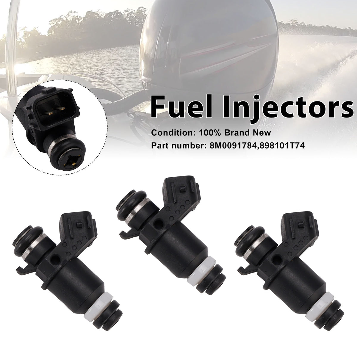 Mercury Mariner Outboard 25HP 30HP 3PC 8M0091784 Fuel Injectors 898101T74