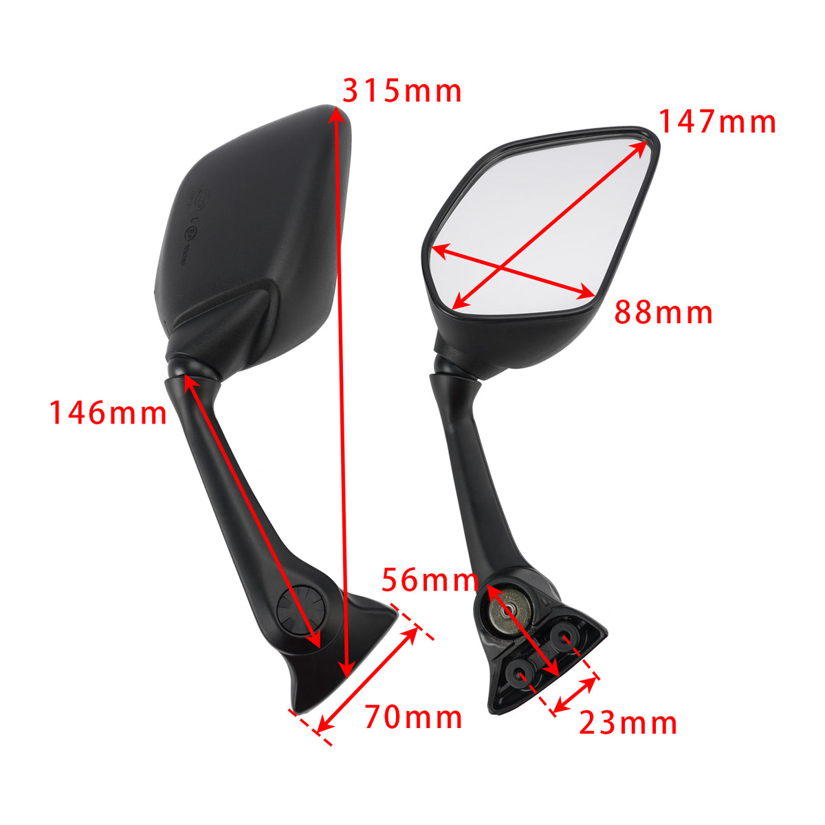 Yamaha YZF-R7 YZFR7 YZF R7 2022 2023 2024 2025 Rearview Mirror Left & Right