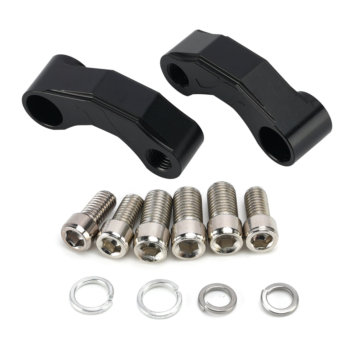 Pair Black Aluminum Mirror Extenders Risers Extension 10mm Universal