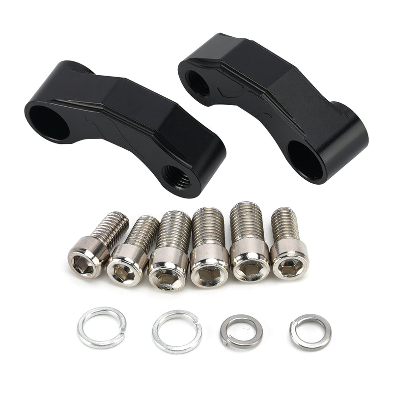 Pair Black Aluminum Mirror Extenders Risers Extension 10mm Universal