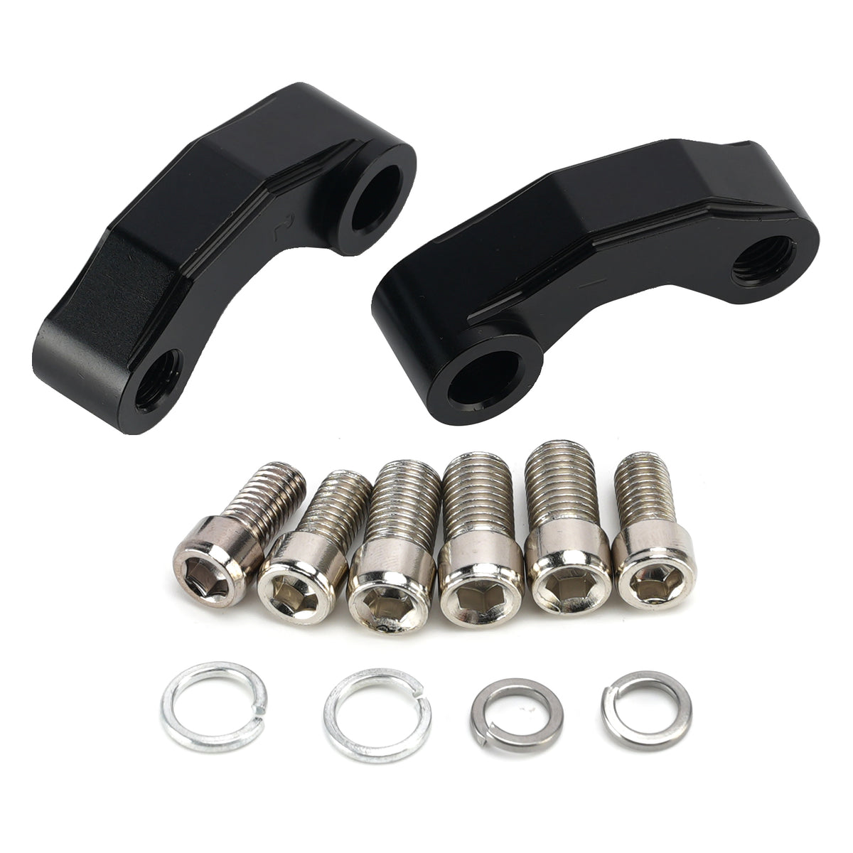 Pair Black Aluminum Mirror Extenders Risers Extension 10mm Universal