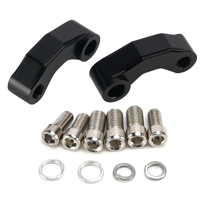 Pair Black Aluminum Mirror Extenders Risers Extension 10mm Universal