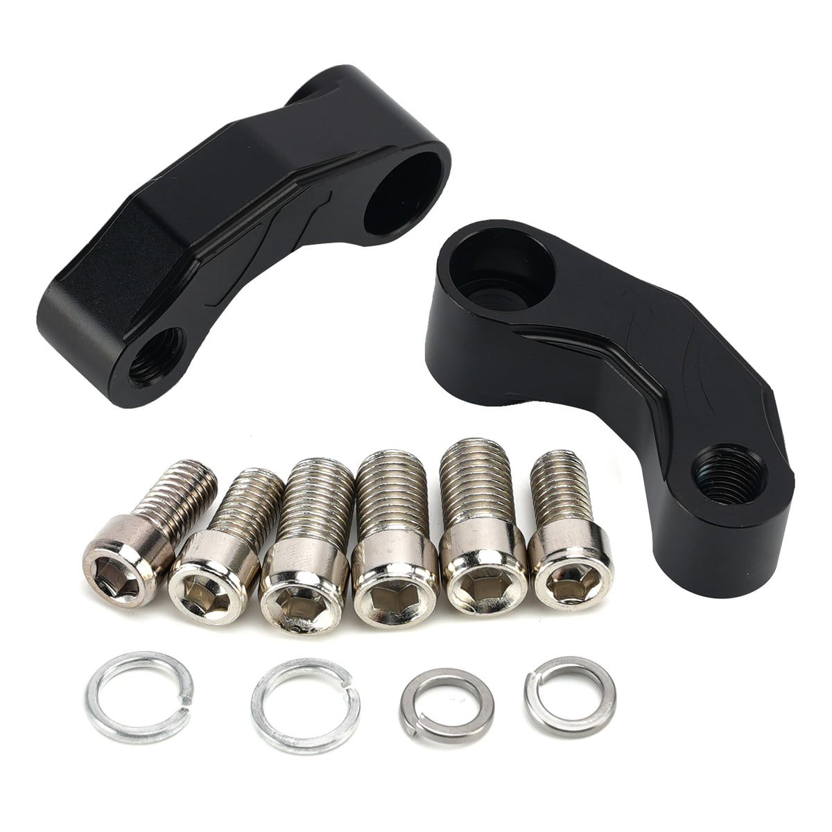 Pair Black Aluminum Mirror Extenders Risers Extension 10mm Universal