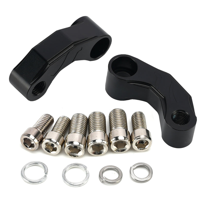 Pair Black Aluminum Mirror Extenders Risers Extension 10mm Universal