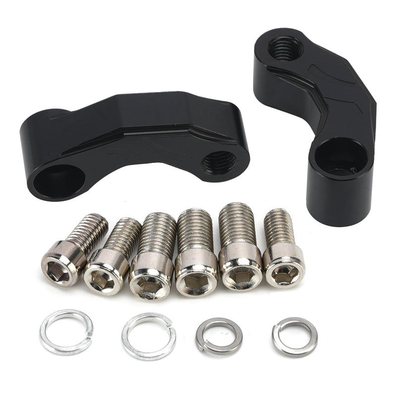 Pair Black Aluminum Mirror Extenders Risers Extension 10mm Universal