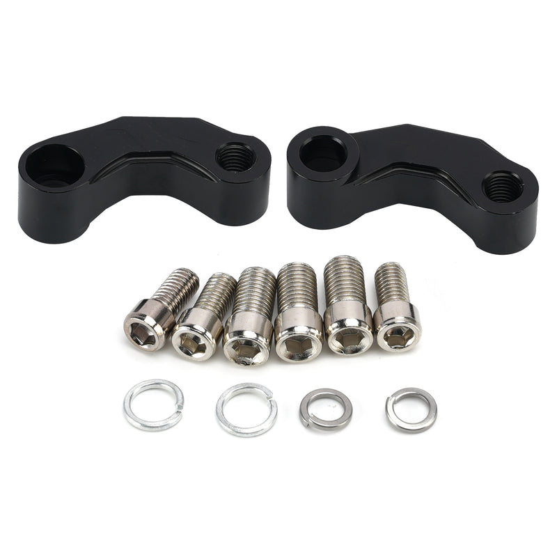 Pair Black Aluminum Mirror Extenders Risers Extension 10mm Universal