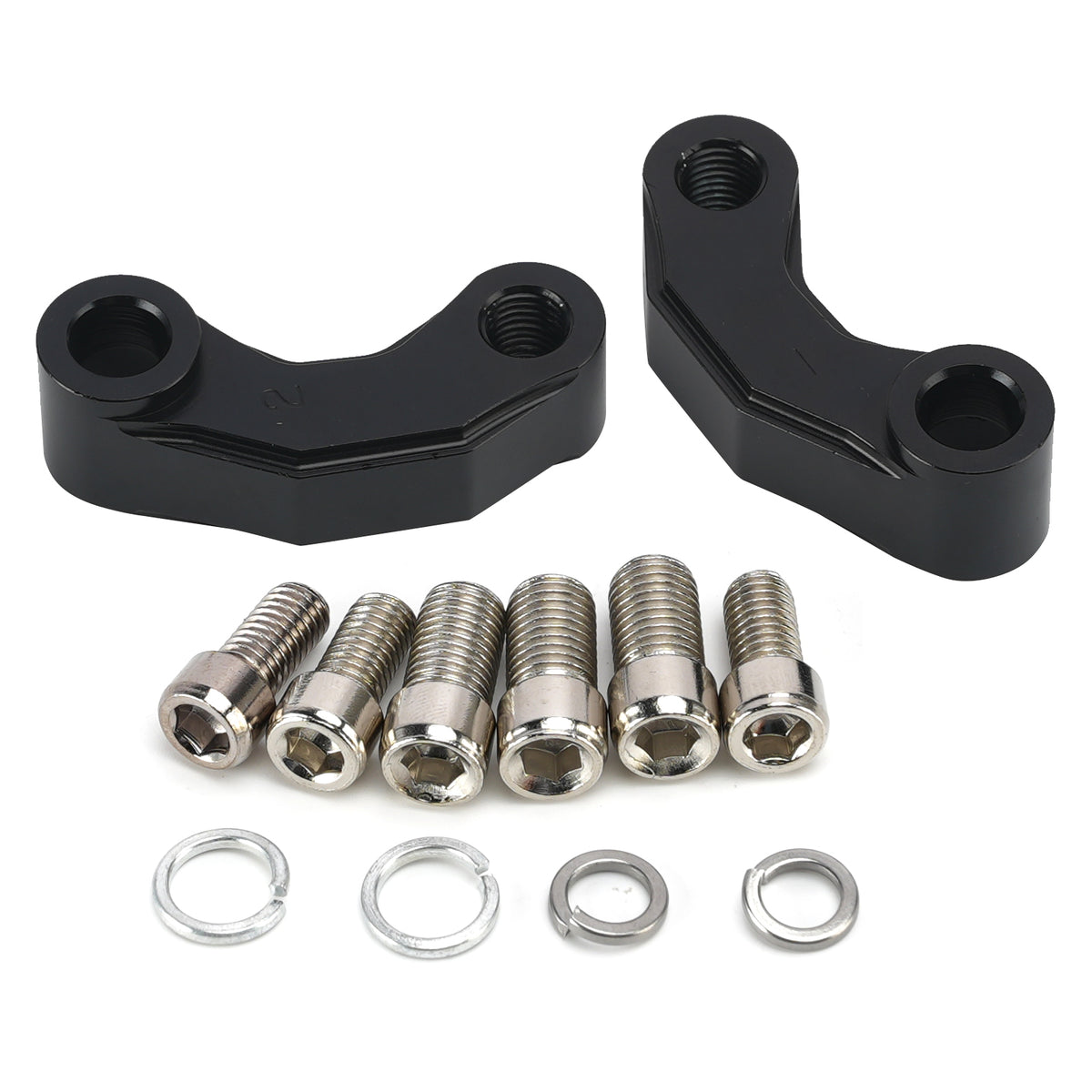 Pair Black Aluminum Mirror Extenders Risers Extension 10mm Universal