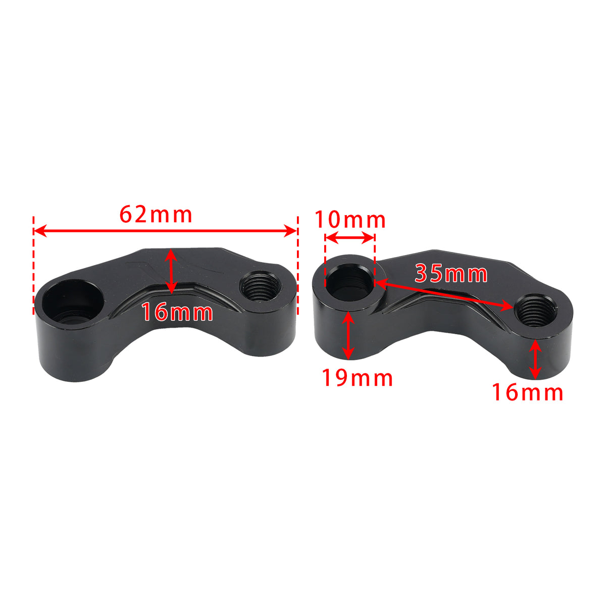Pair Black Aluminum Mirror Extenders Risers Extension 10mm Universal