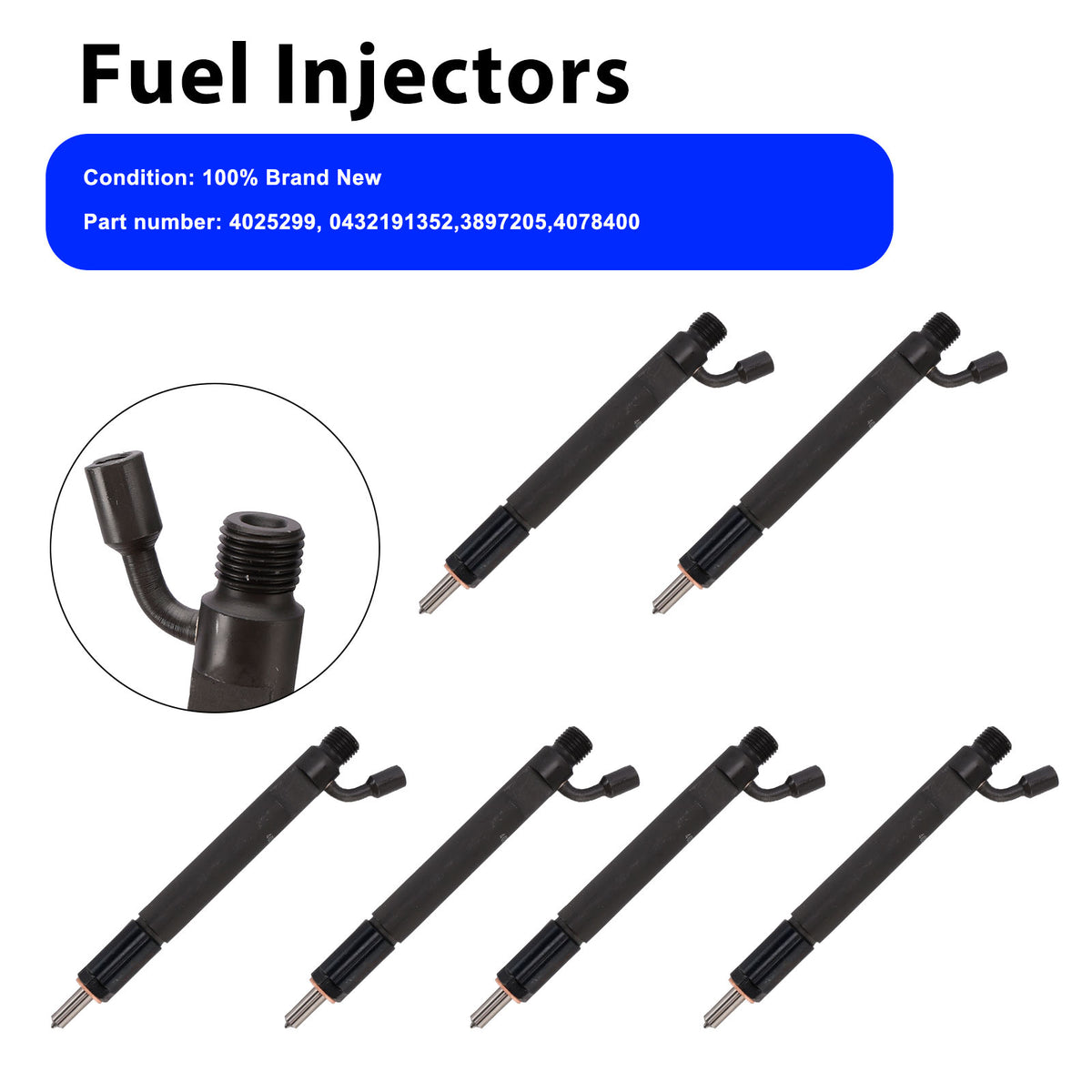 Cummins Marine 6CTA 6PC 4025299 Fuel Injectors 0432191352 4078400