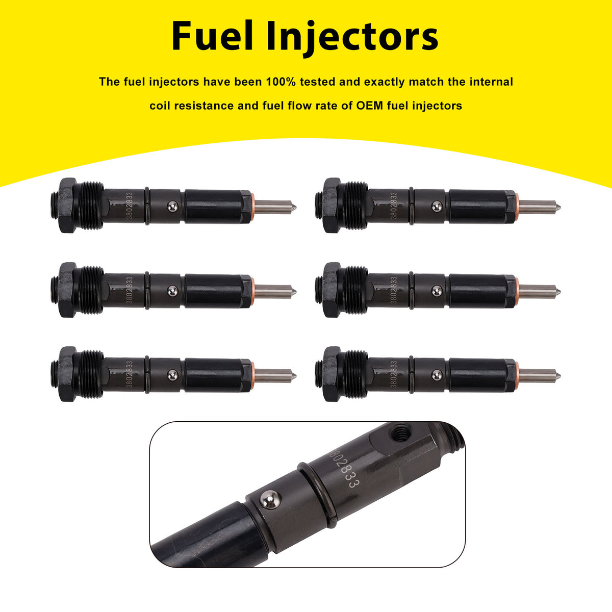 Cummins Marine Injector 6BTA 5.9L 6PC 3865968 Fuel Injectors 3802833