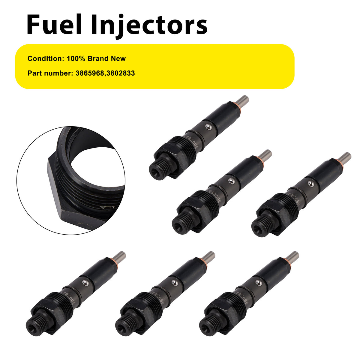 Cummins Marine Injector 6BTA 5.9L 6PC 3865968 Fuel Injectors 3802833