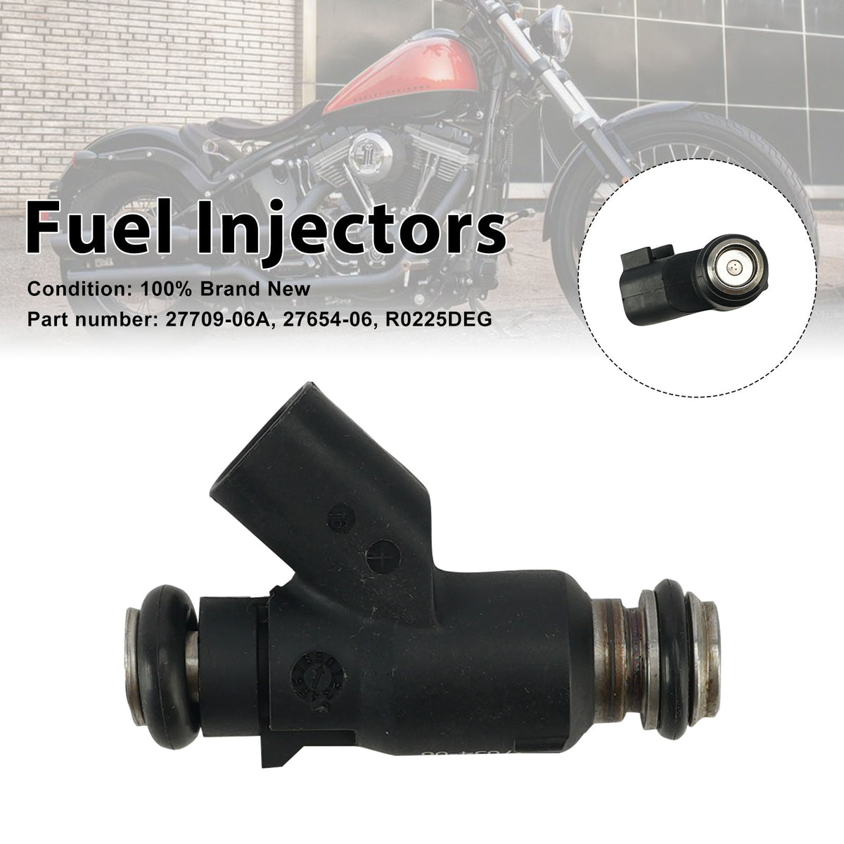 Dyna Cross Bones 25 Degree 27654-06 Fuel Injectors 27709-06A Fits