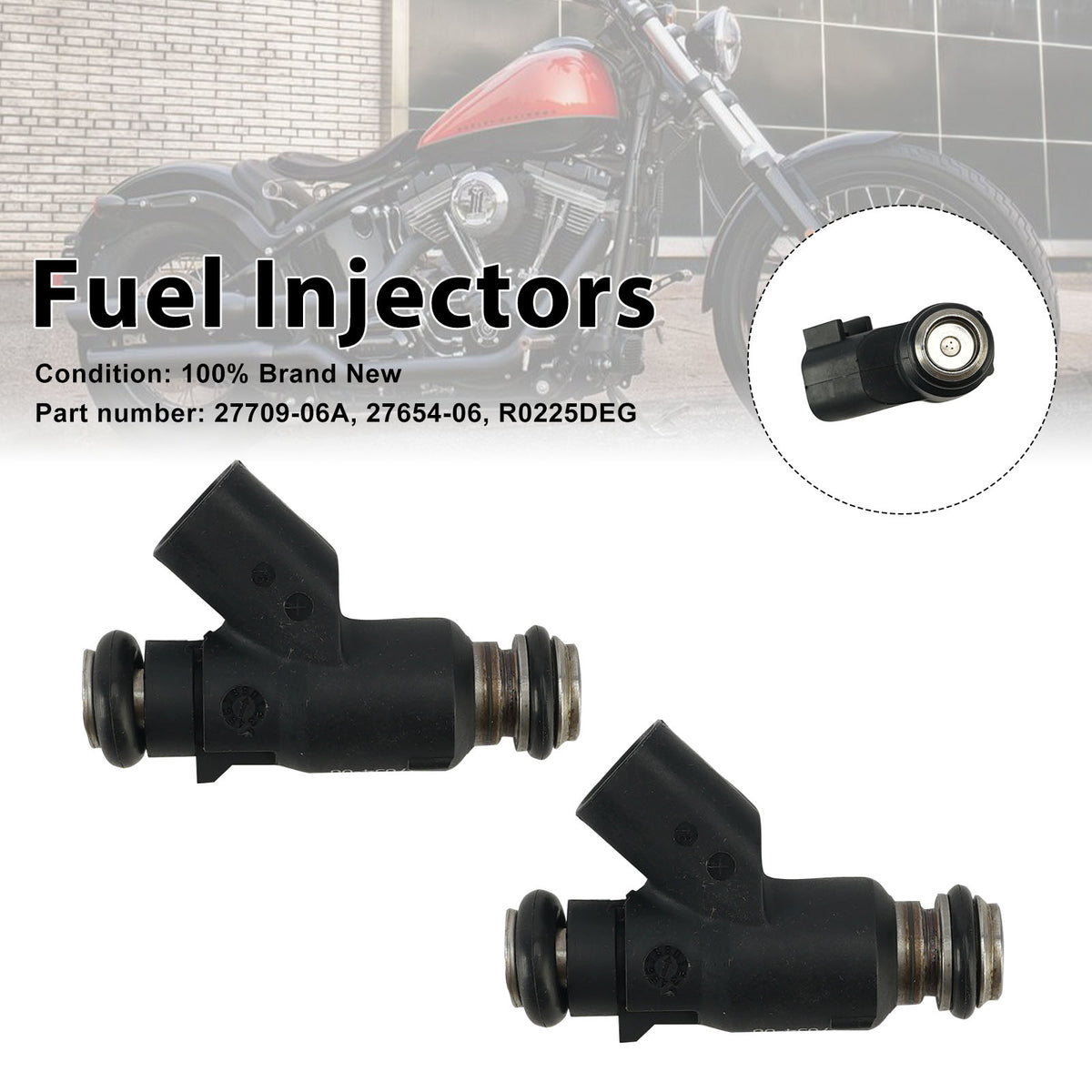 Dyna Cross Bones 25 Degree 2PC 27654-06 Fuel Injectors 27709-06A Fits
