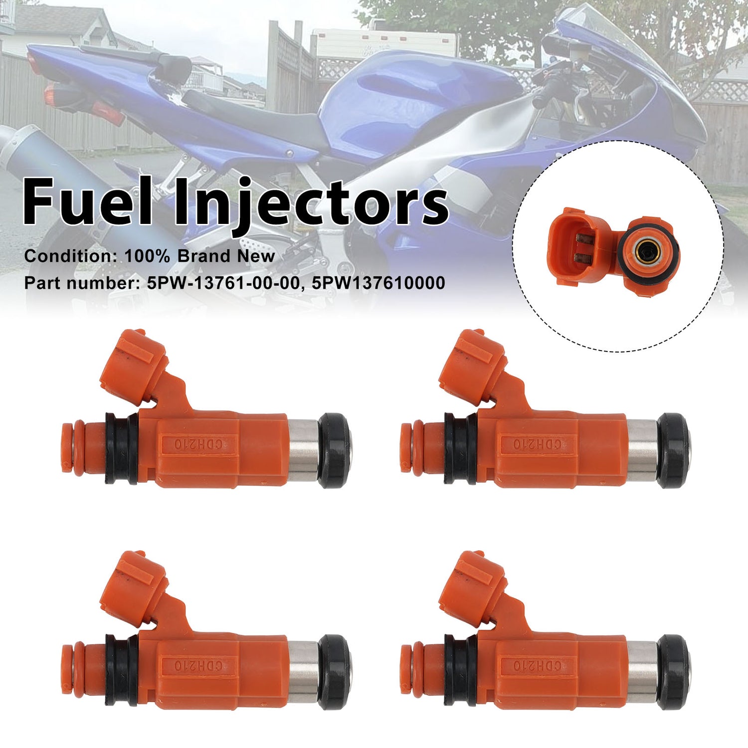 Yamaha YZF R1 YZF-R1 2002-2003 4PC Fuel Injectors 5PW-13761-00-00
