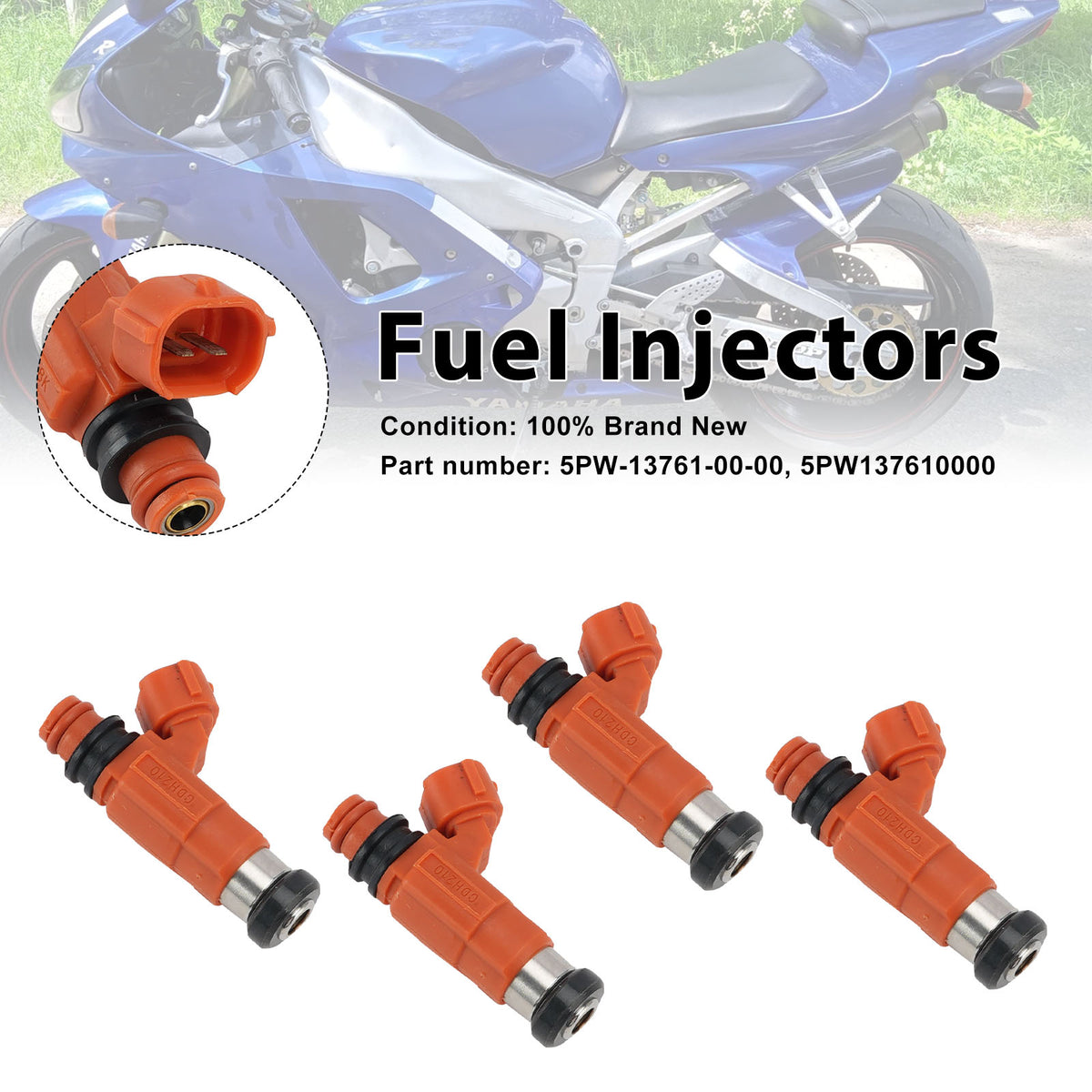 Yamaha YZF R1 YZF-R1 2002-2003 4PC Fuel Injectors 5PW-13761-00-00