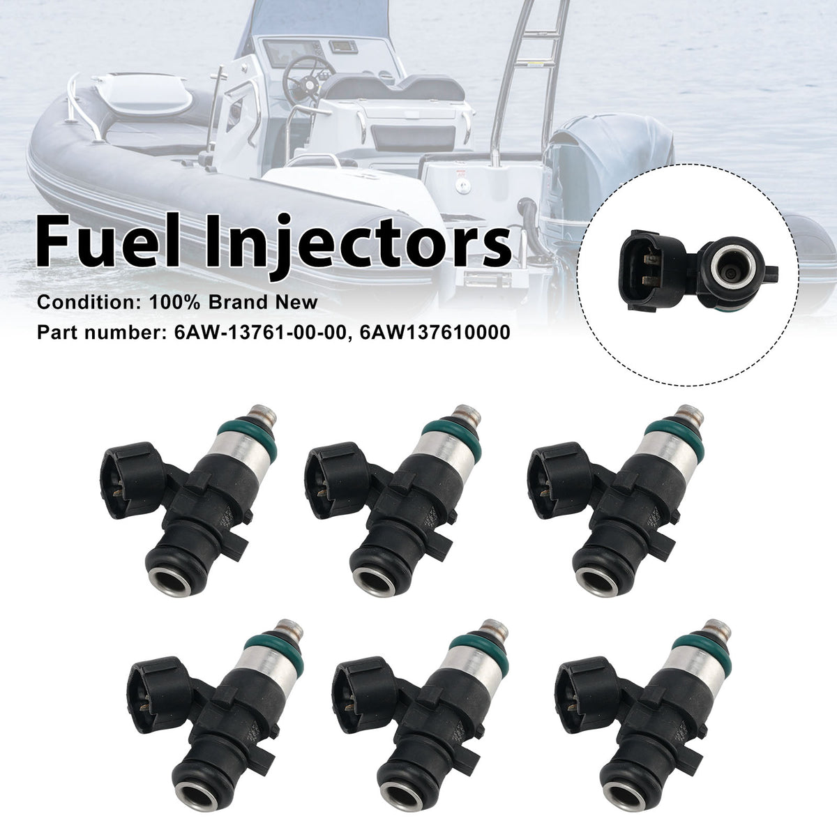 Yamaha Outboard 225/250/300/350HP 6PC Fuel Injectors 6AW-13761-00-00