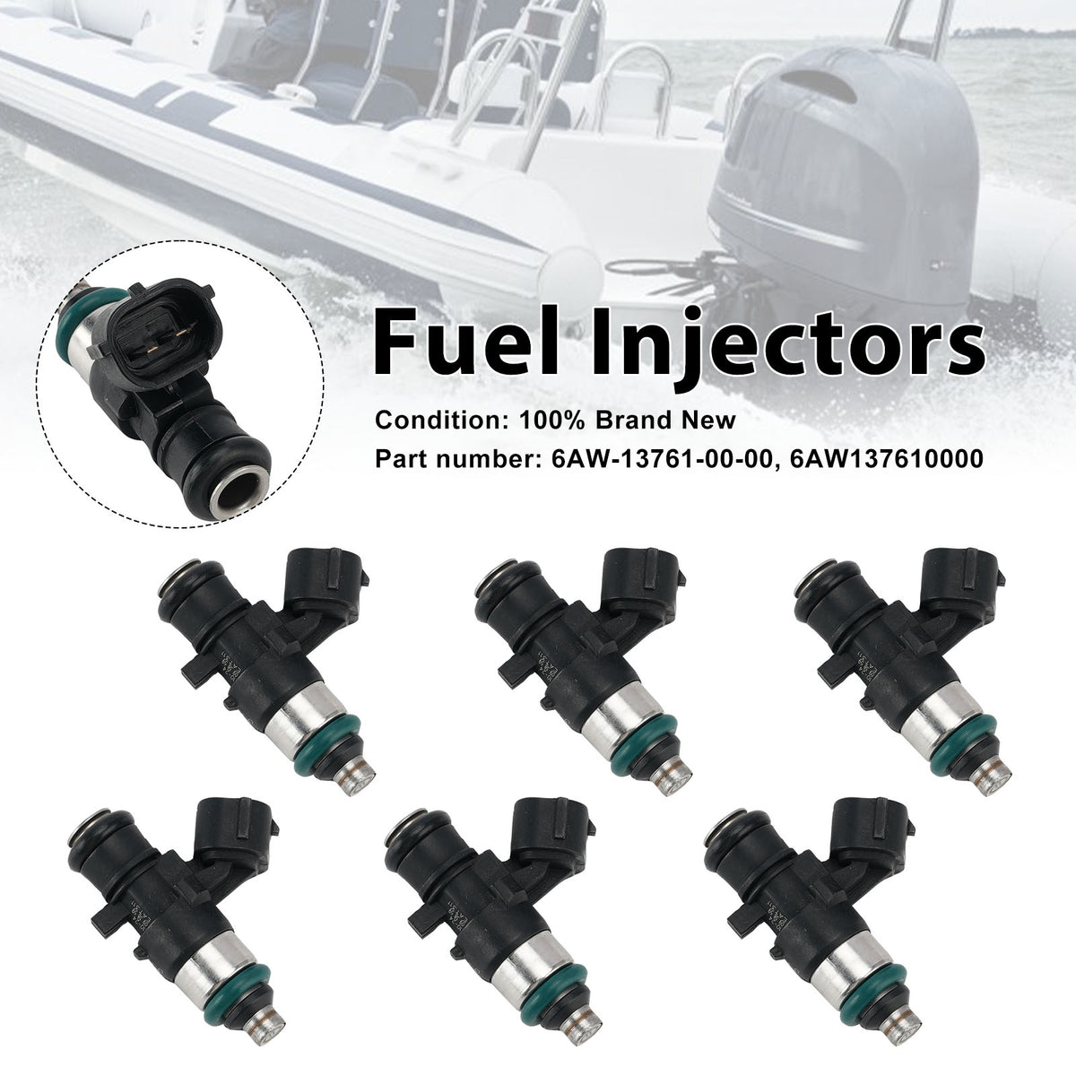 Yamaha Outboard 225/250/300/350HP 6PC Fuel Injectors 6AW-13761-00-00