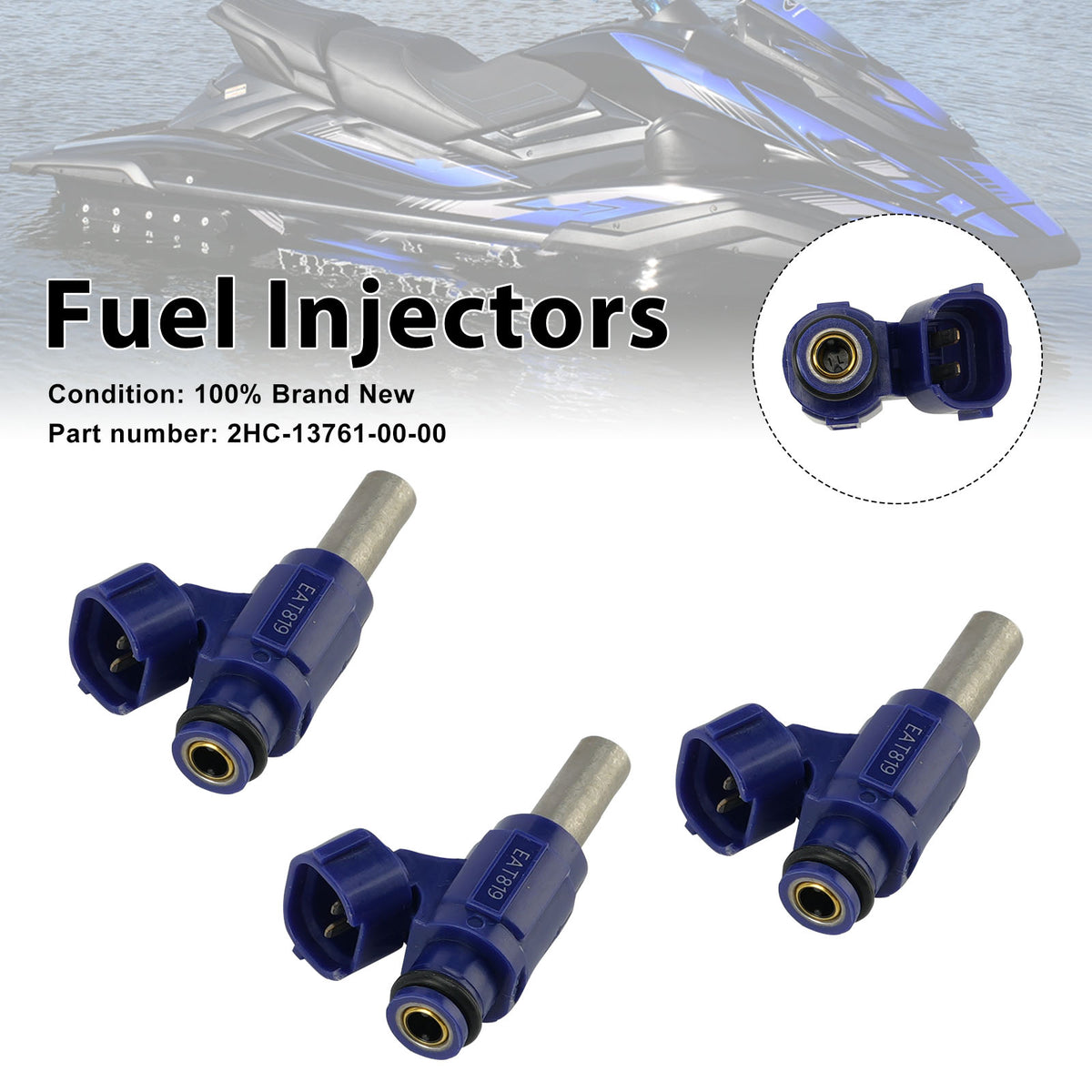 Yamaha WaveRunner 2018-2023 VX EX 3PC Fuel Injectors 2HC-13761-00-00