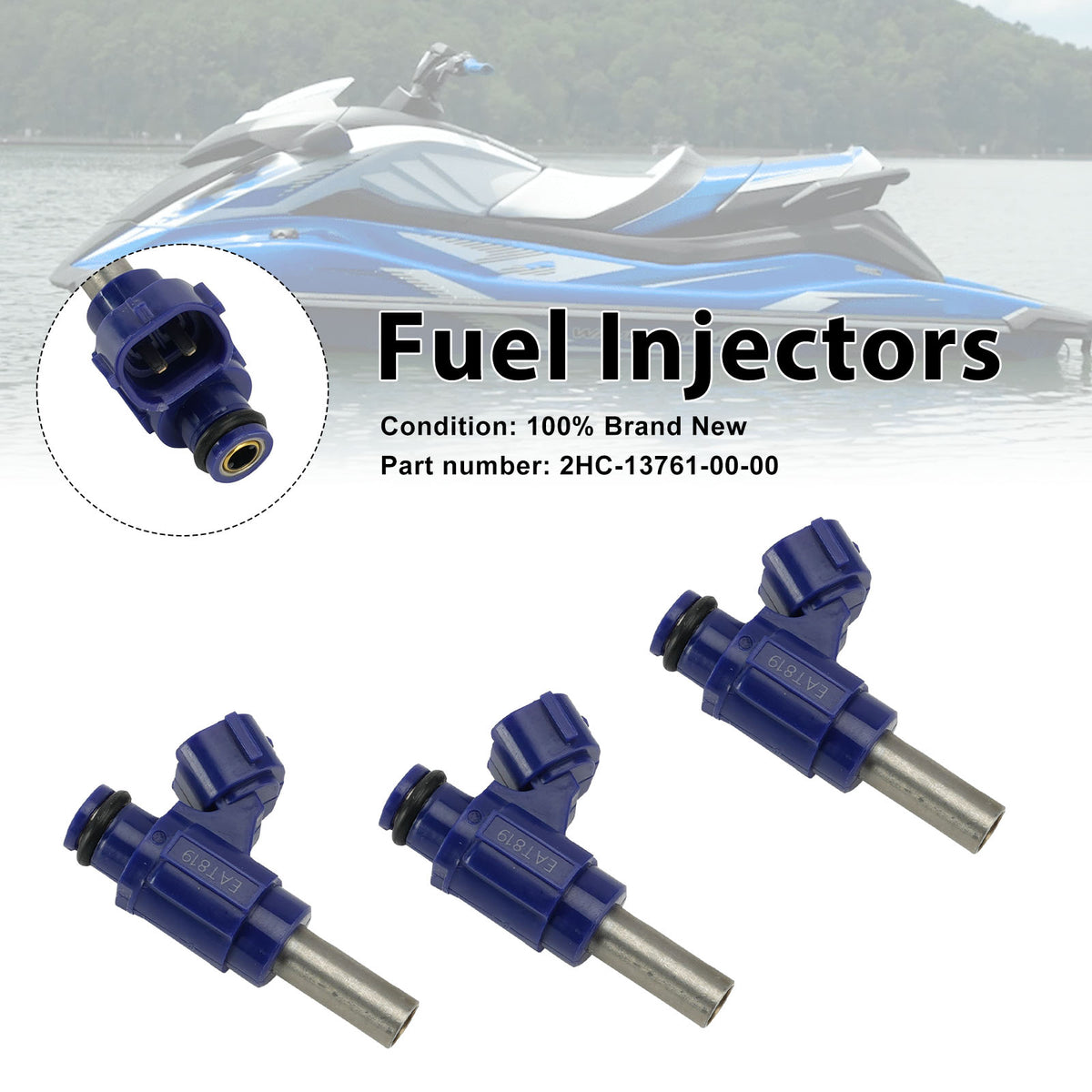 Yamaha WaveRunner 2018-2023 VX EX 3PC Fuel Injectors 2HC-13761-00-00