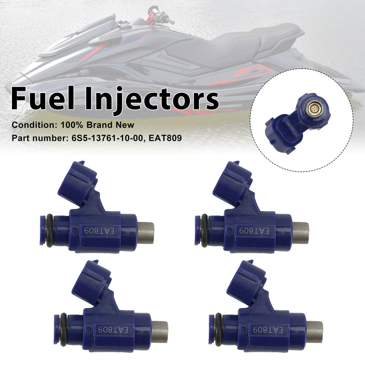 Yamaha WaveRunner VX HO SHO 4PC EAT809 Fuel Injectors 6S5-13761-10-00