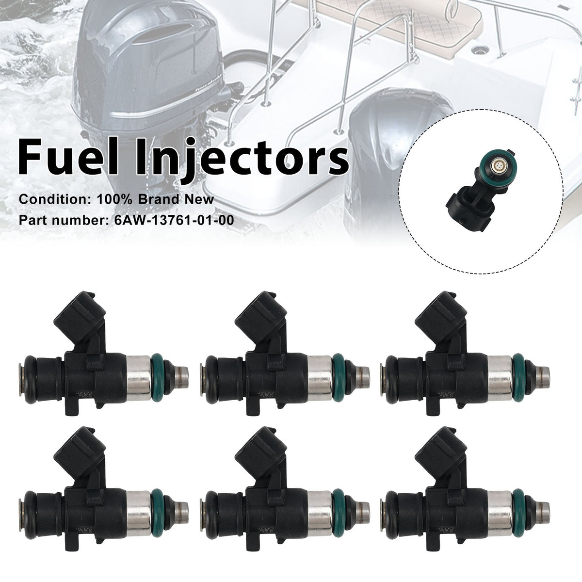 Yamaha Outboard 300HP LF300XSB2 6PC Fuel Injectors 6AW-13761-01-00