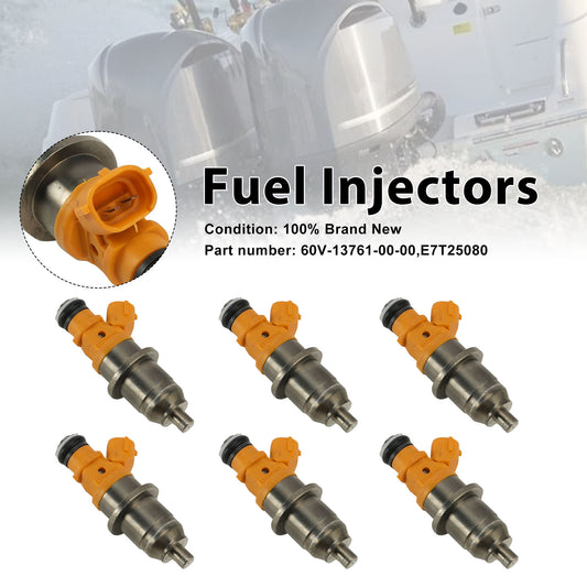 Yamaha Outboard 250 300 HP 6PC E7T25080 Fuel Injectors 60V-13761-00-00