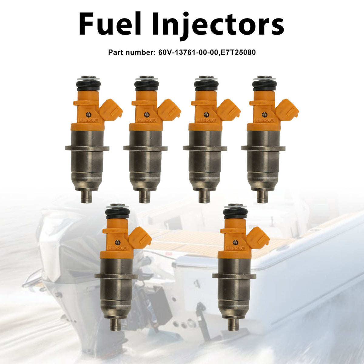 Yamaha Outboard 250 300 HP 6PC E7T25080 Fuel Injectors 60V-13761-00-00