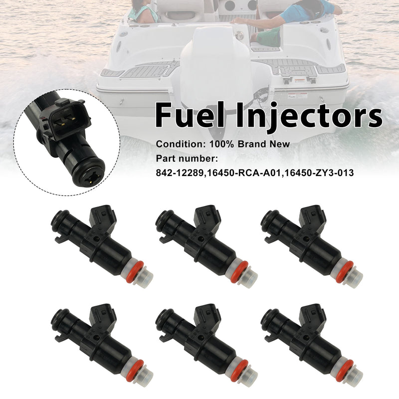 Honda Outboard 6PC 842-12289 Fuel Injectors 16450-RCA-A01 16450-ZY3-013
