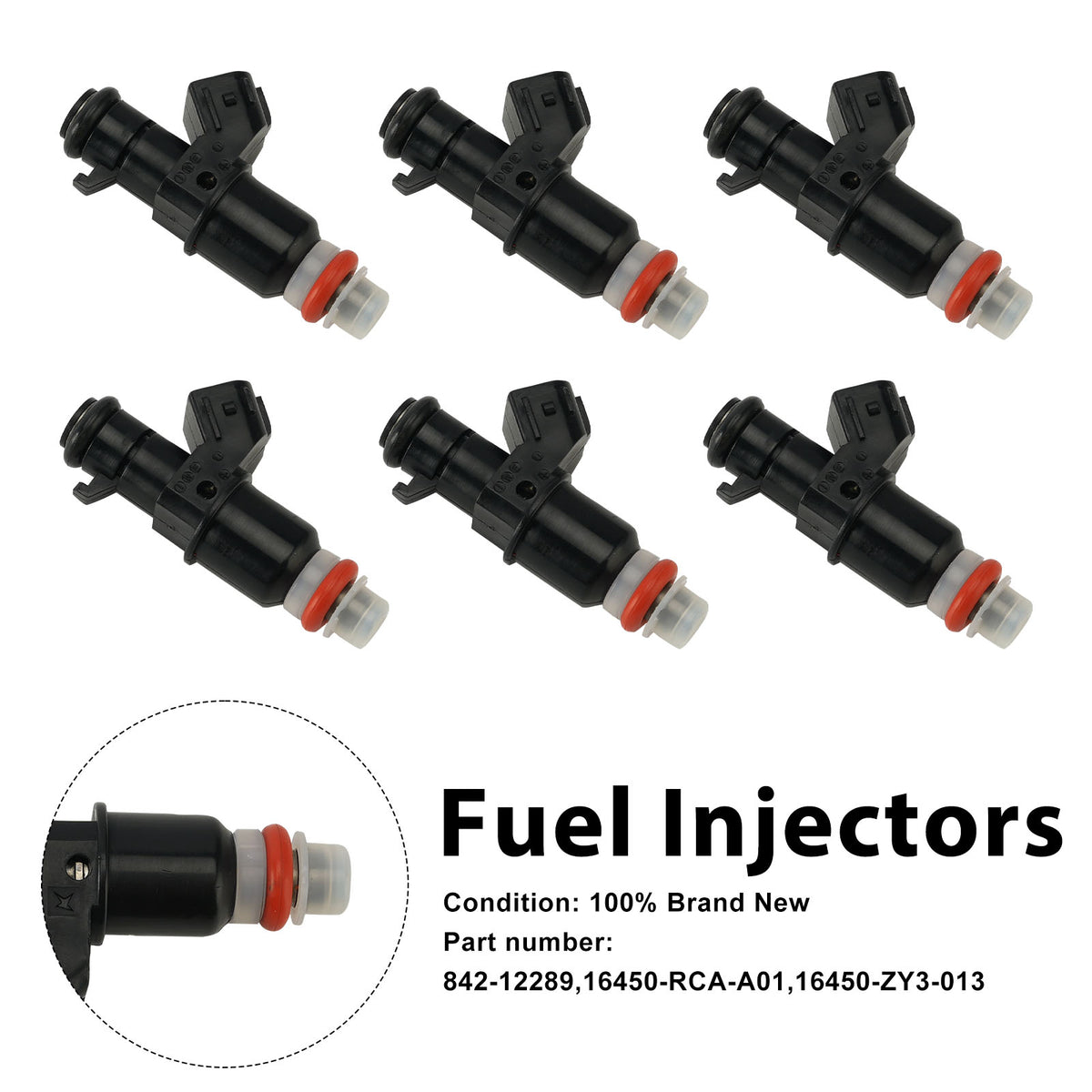 Honda Outboard 6PC 842-12289 Fuel Injectors 16450-RCA-A01 16450-ZY3-013