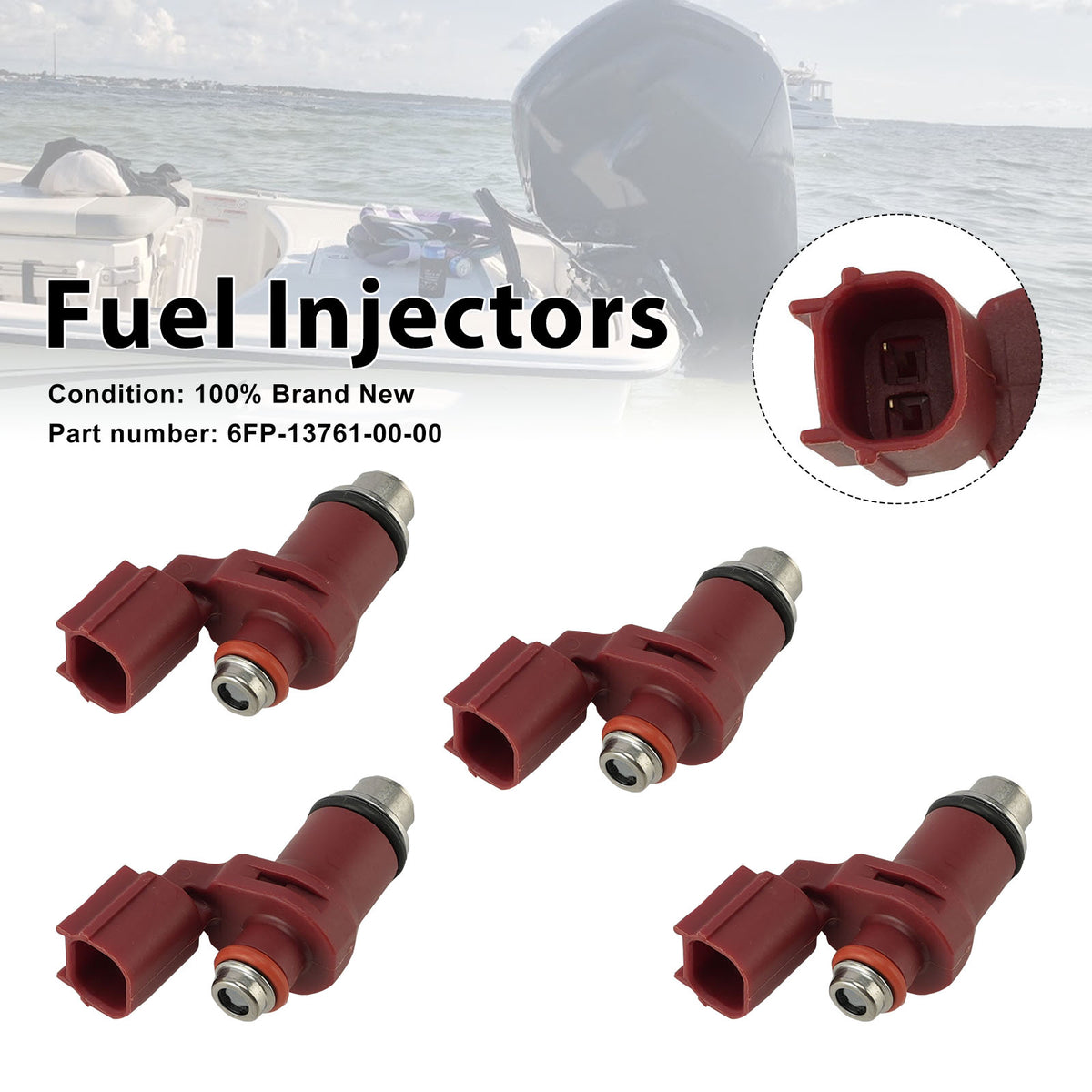 Yamaha Outboard 75HP 90HP 4PC Fuel Injectors 6FP-13761-00-00
