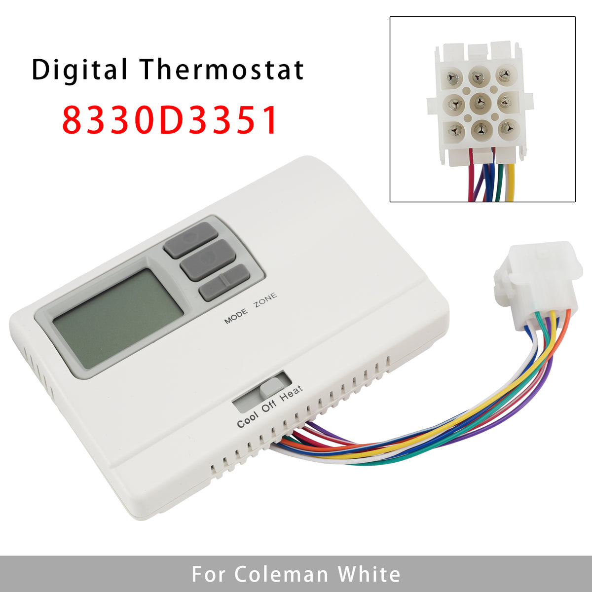 Coleman 8330D3351 Digital Thermostat Rv Thermostat Heat/Cool WallMount White
