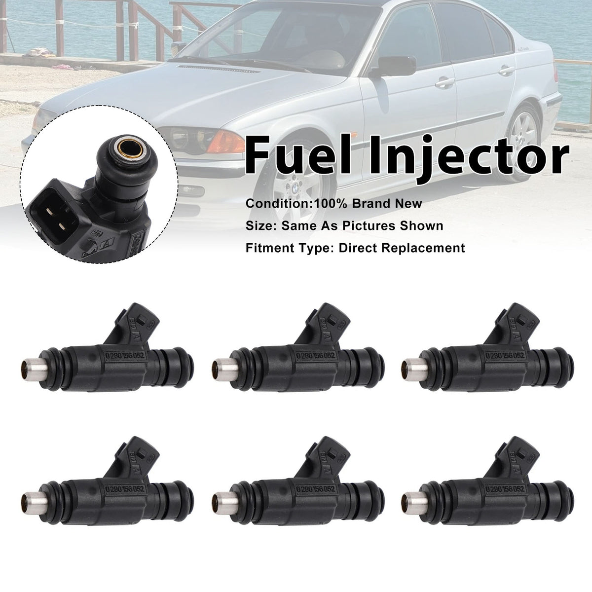 BMW 3 Series M3 2000-2006 Z3 2001-2003 0280156052 6PCS Fuel Injector