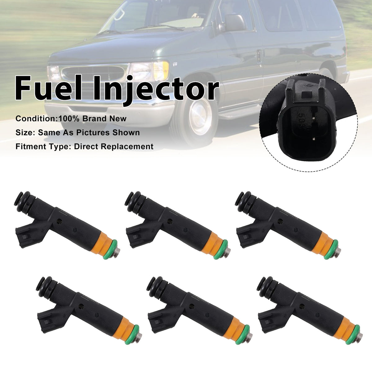 Ford E-150 E-250 F-150 4.2L V6 2000-2003 YR3E-A6A 6PCS Fuel Injector