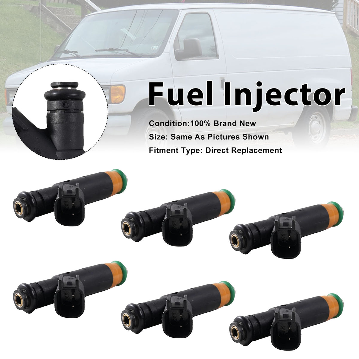 Ford E-150 E-250 F-150 4.2L V6 2000-2003 YR3E-A6A 6PCS Fuel Injector