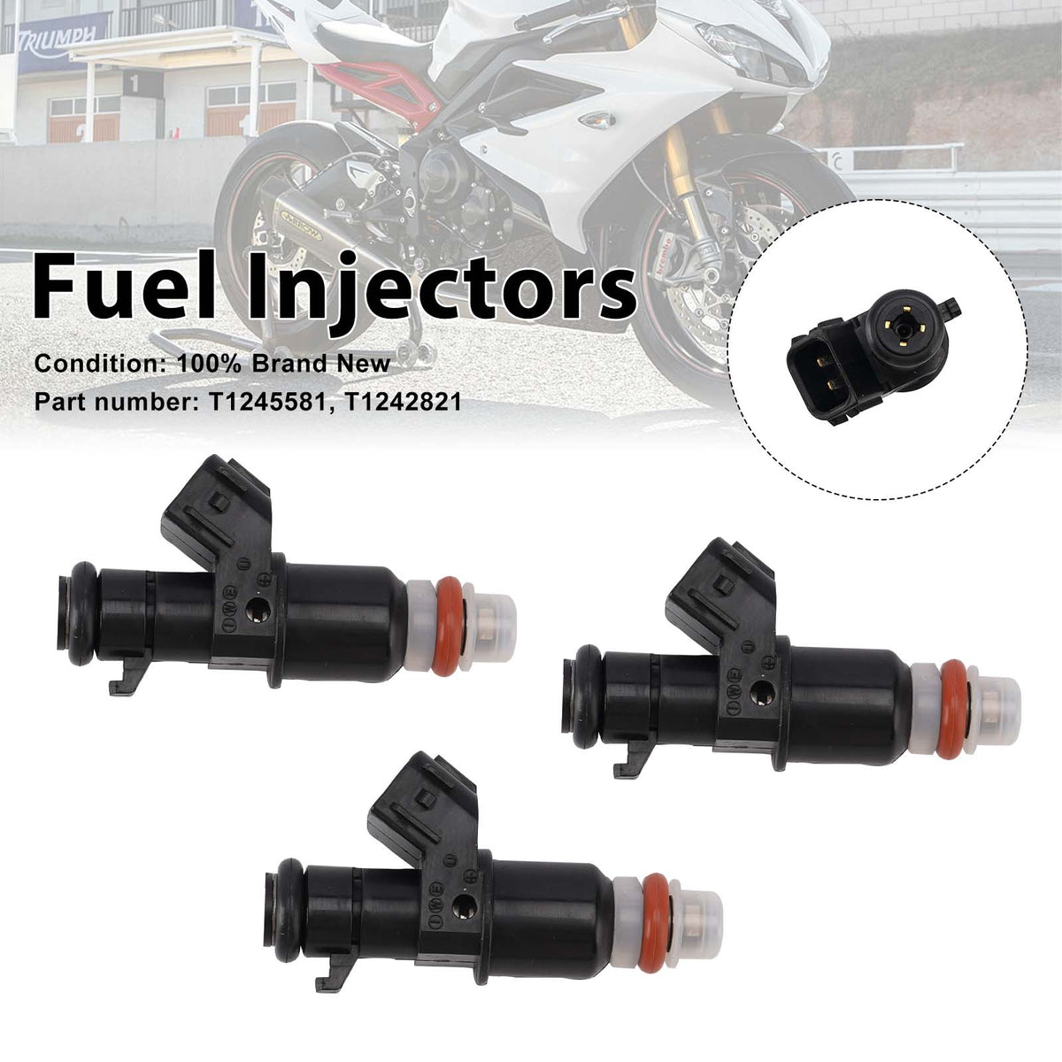 Daytona 675R 675 R 2013-2017 3PC T1245581 Fuel Injectors T1242821
