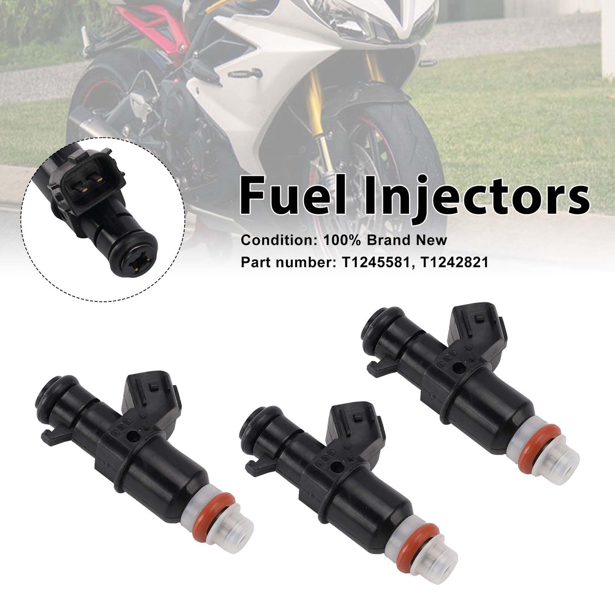Daytona 675R 675 R 2013-2017 3PC T1245581 Fuel Injectors T1242821