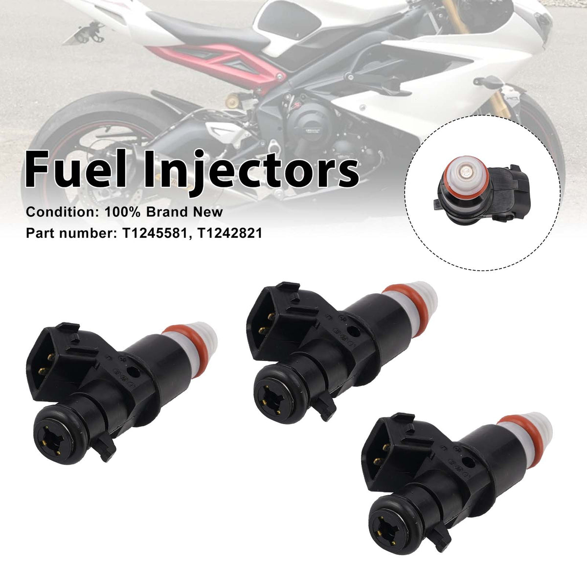 Daytona 675R 675 R 2013-2017 3PC T1245581 Fuel Injectors T1242821
