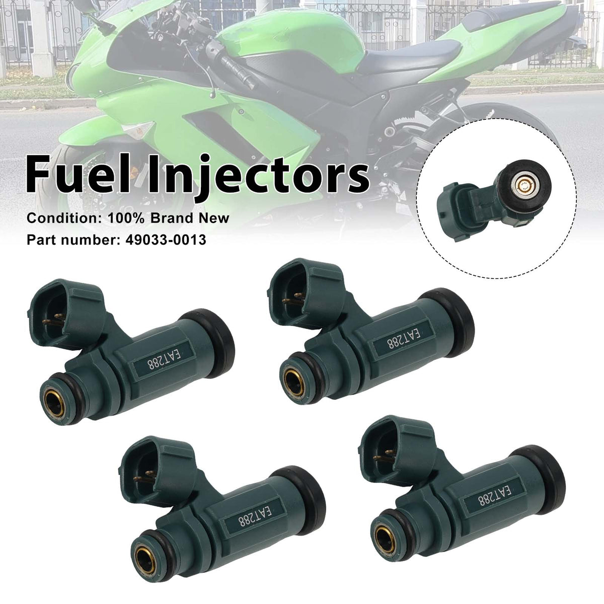 Kawasaki Ninja ZX600 ZX6R Z750 2007-2012 4PC Fuel Injectors 49033-0013