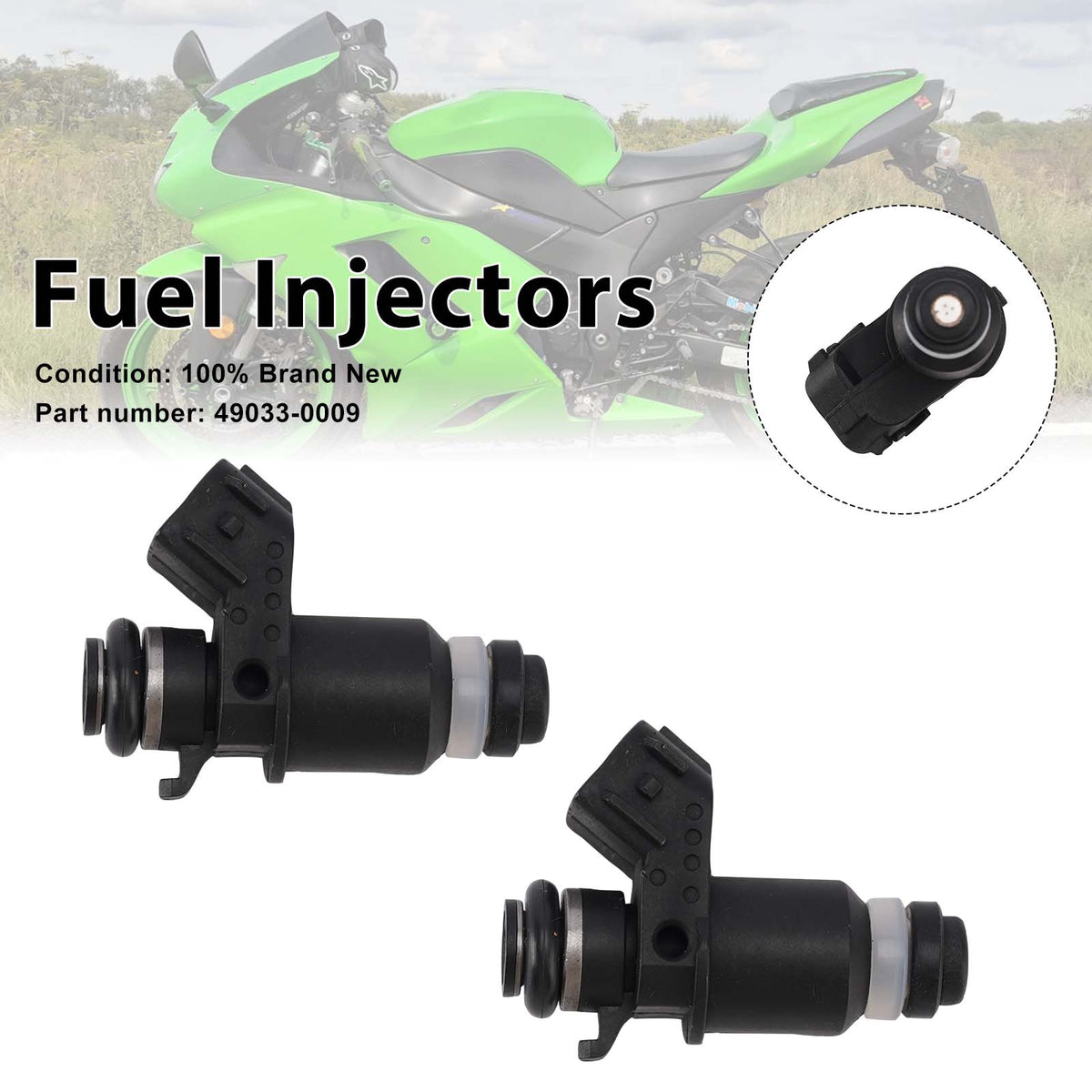 Kawasaki ZX-6R ZX-6RR ZX636 2005-2006 2PC Fuel Injectors 49033-0009