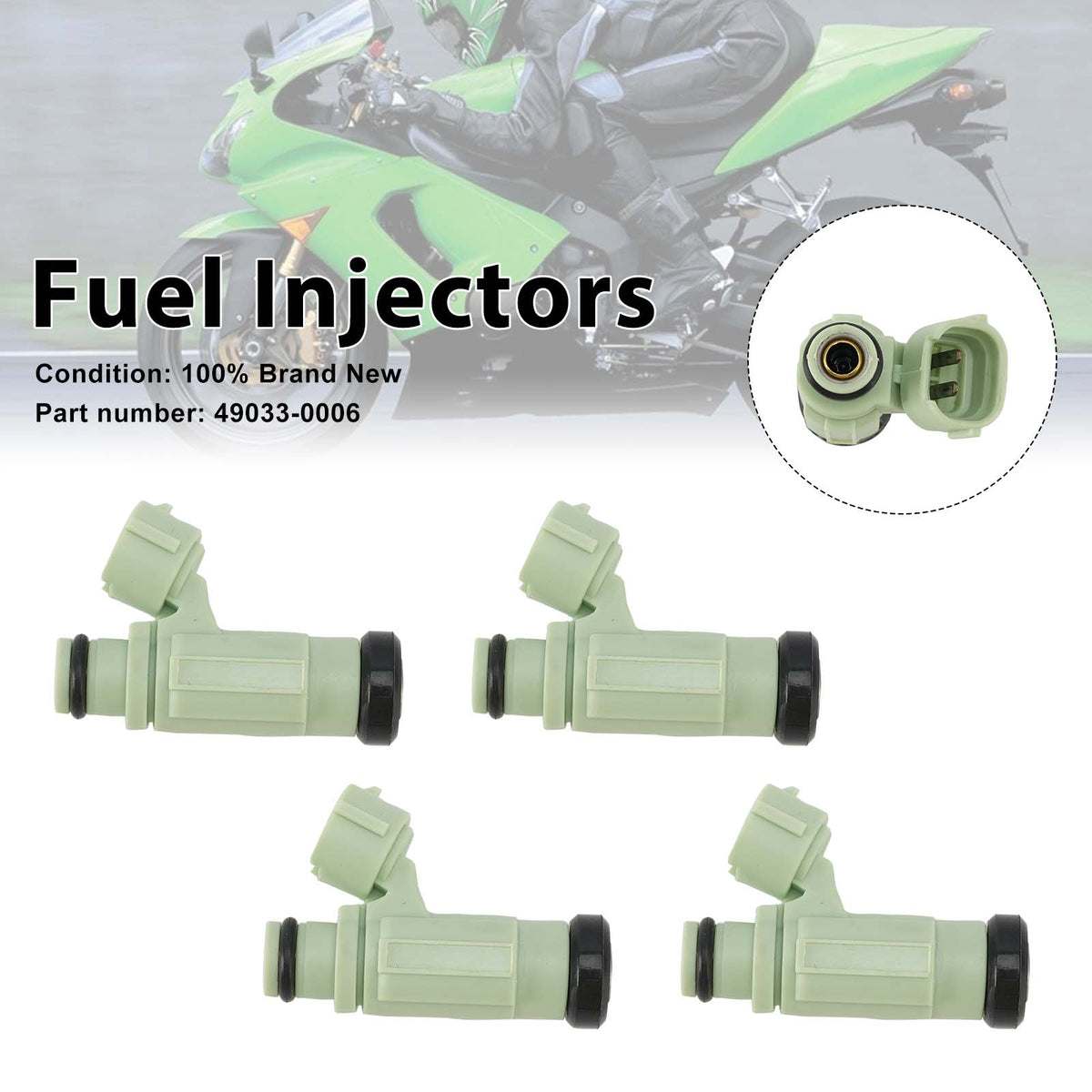 Kawasaki NINJA ZX636 ZX-6R 2004-2006 4PC Fuel Injectors 49033-0006