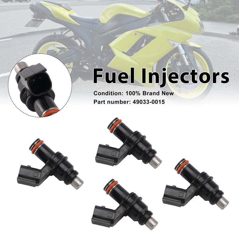 Kawasaki Ninja ZX6R ZX600R ZX600P 2007-2012 4PC Fuel Injectors 49033-0015