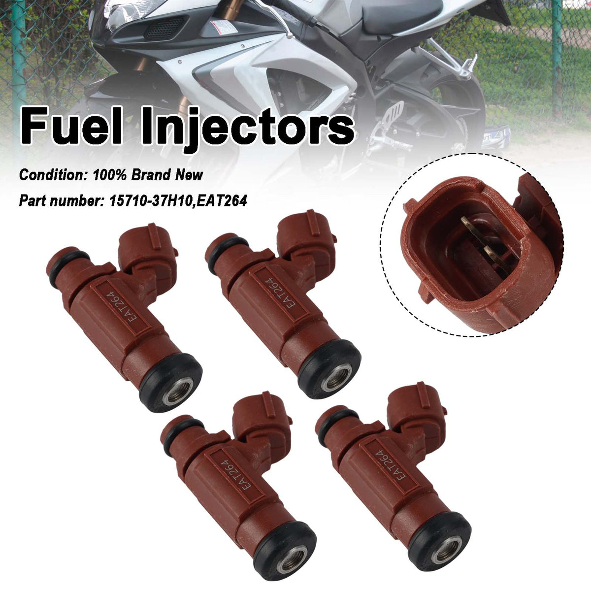 Suzuki GSX-R600 GSX-R750 2008-2009 4PC EAT264 Fuel Injectors 15710-37H10
