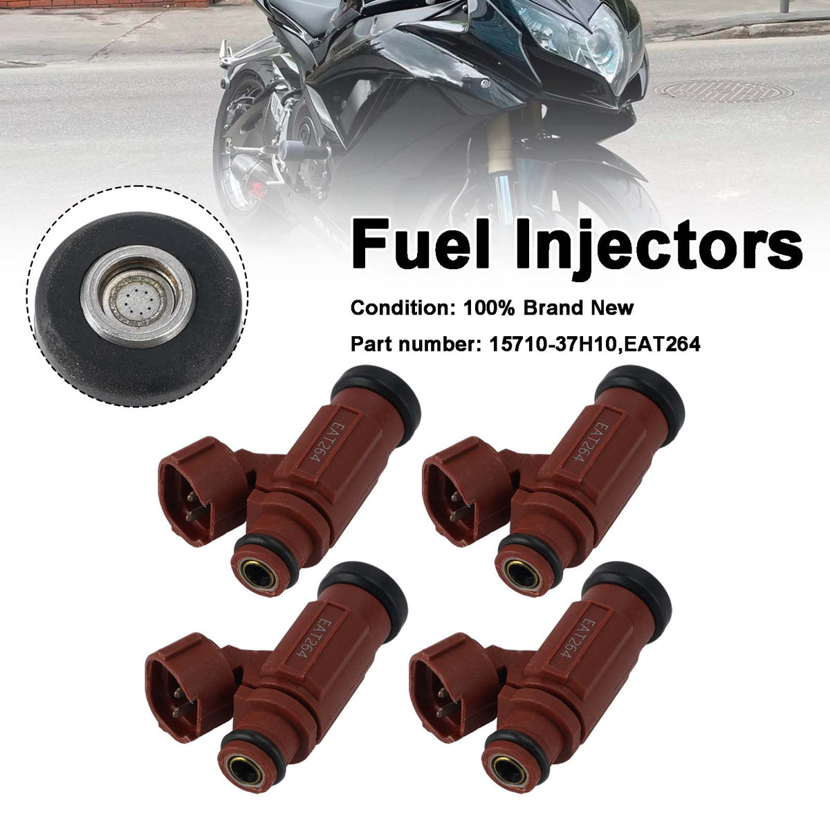 Suzuki GSX-R600 GSX-R750 2008-2009 4PC EAT264 Fuel Injectors 15710-37H10
