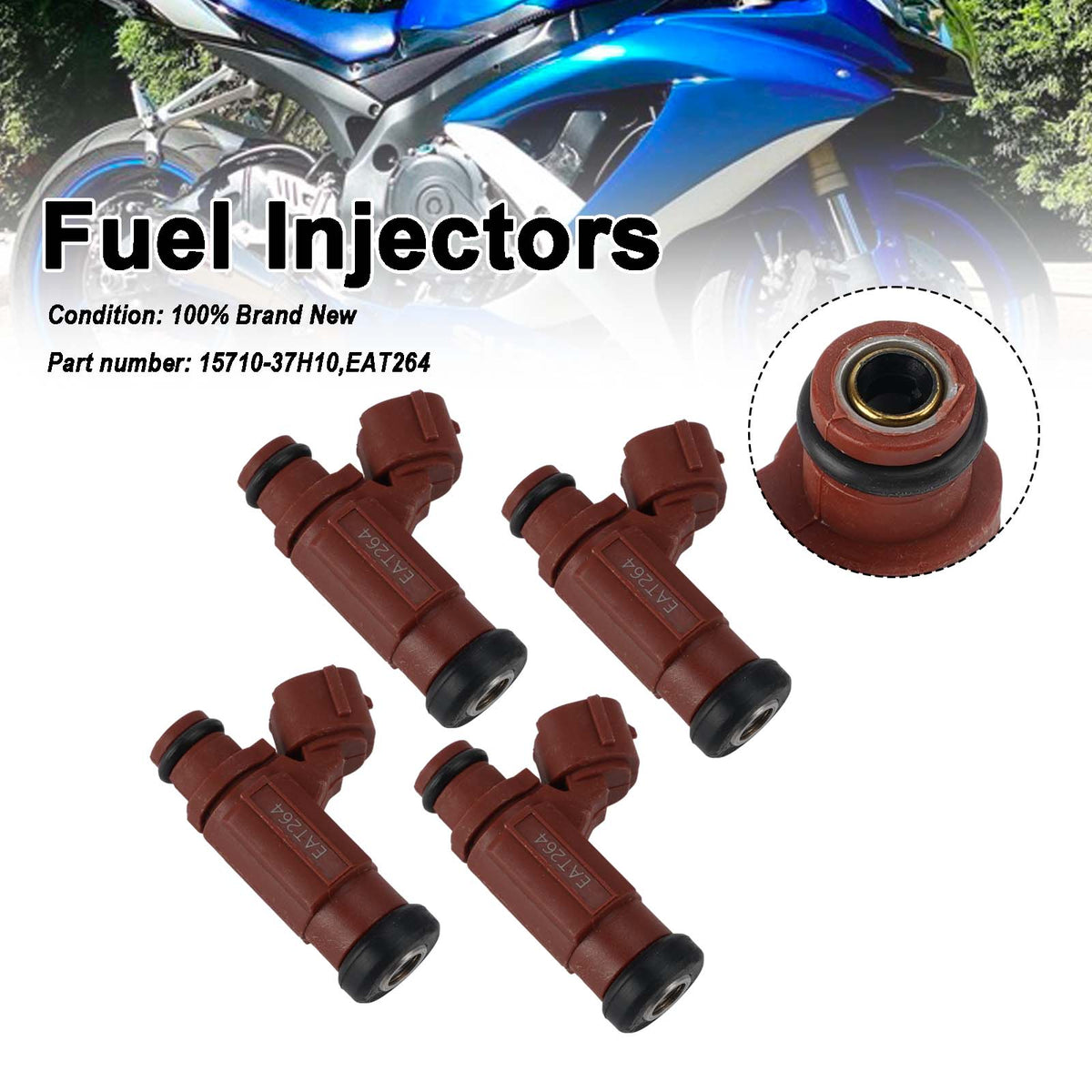Suzuki GSX-R600 GSX-R750 2008-2009 4PC EAT264 Fuel Injectors 15710-37H10