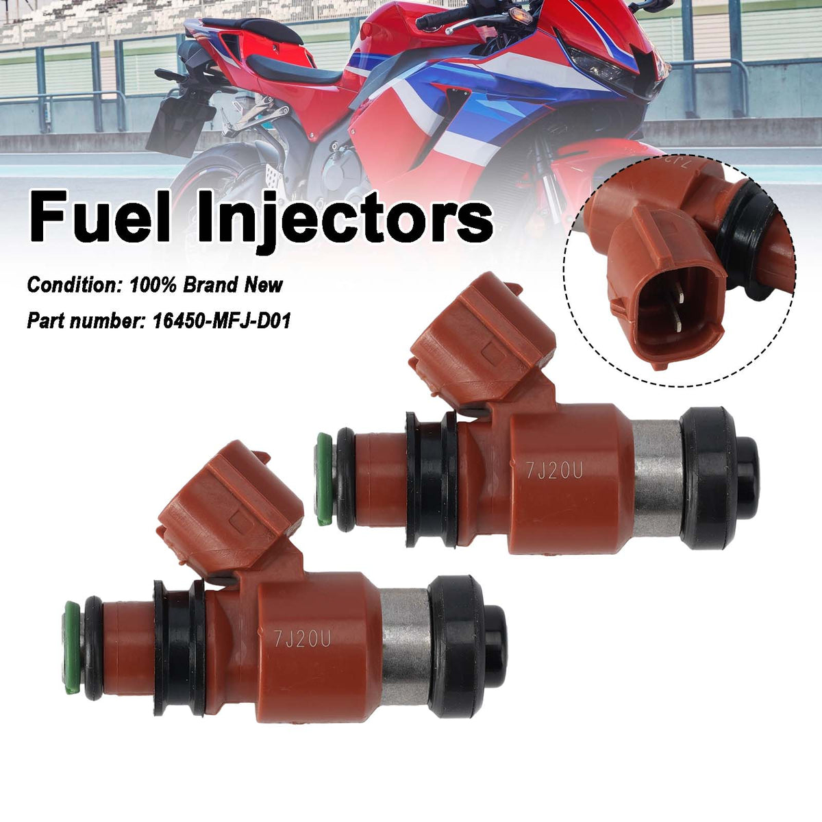 Honda Rebel 500 2017-2024 CB500 CBR600RR 2PC Fuel Injectors 16450-MFJ-D01