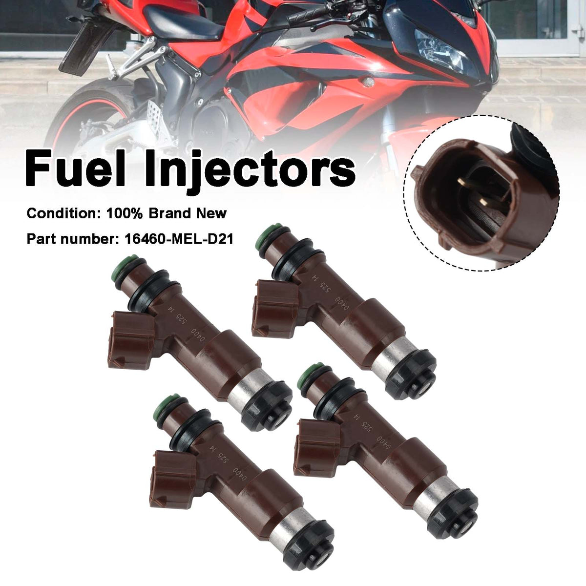 Honda CBR1000RR 2006-2007 4PC Fuel Injectors 16460-MEL-D21