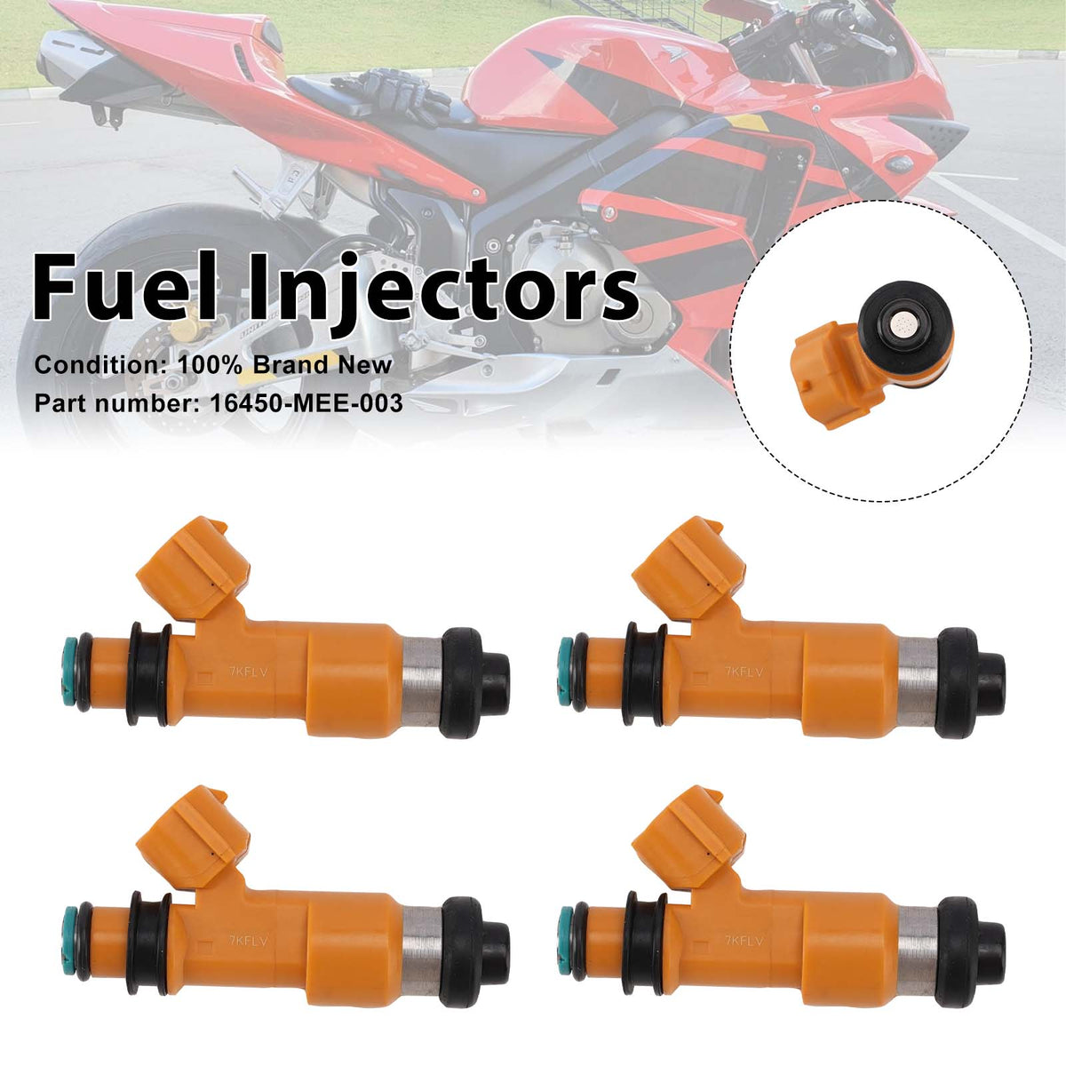 Honda CBR600RR 2003-2004 4PC Fuel Injectors 16450-MEE-003